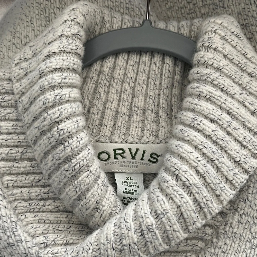 XL, Orvis Heathered Wool/ Cotton Blend Shawl Collar Sweater
